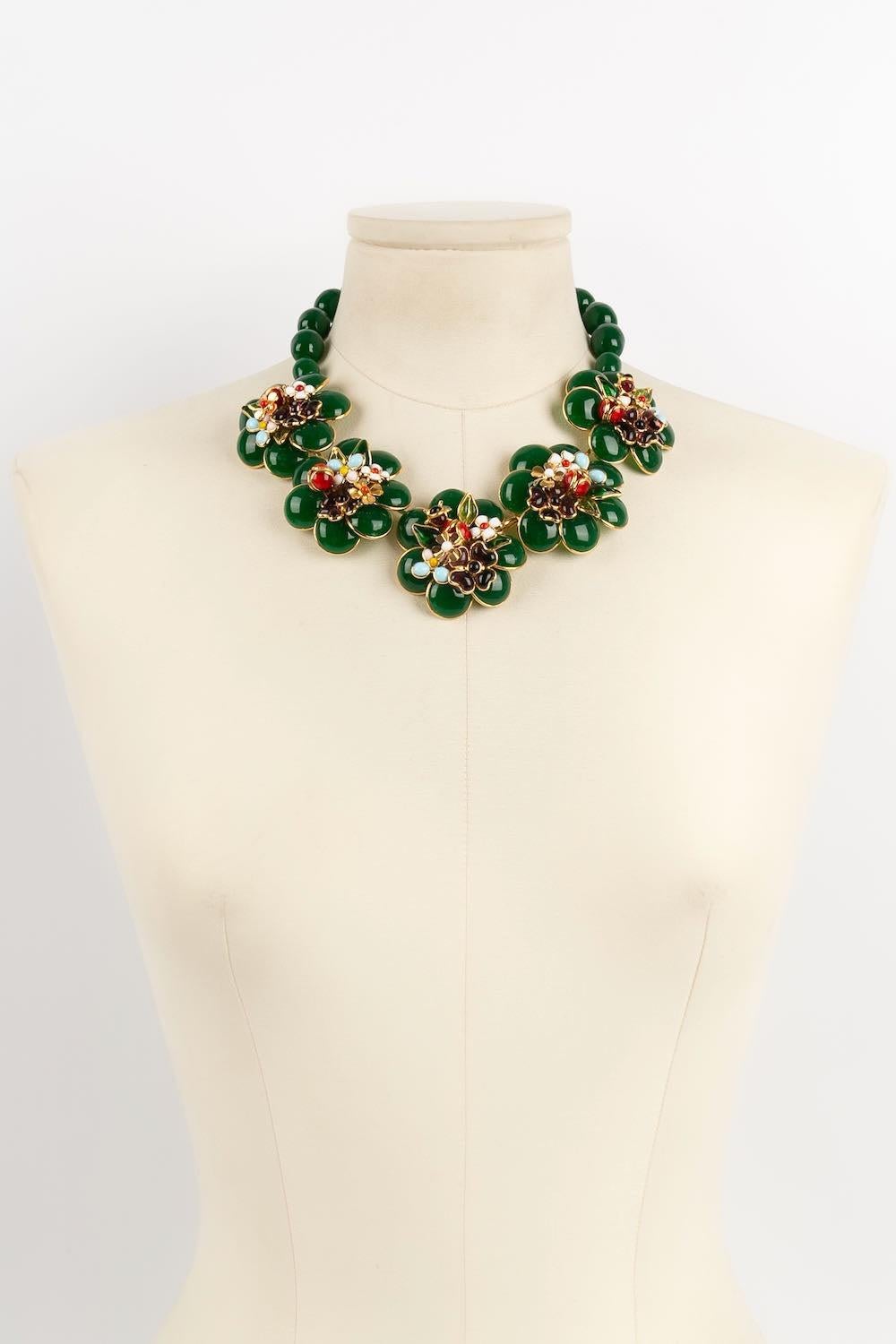 Collier Augustine en métal doré et pâte de verre en vente 5