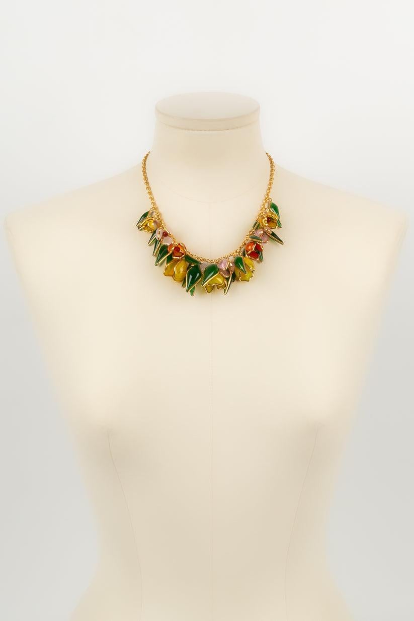 Augustine - (Made in France) Necklace in gold metal and colored glass paste.

Additional information:
Dimensions: Length : from 41 cm to 46 cm
Condition: Very good condition
Seller Ref number: BC169
