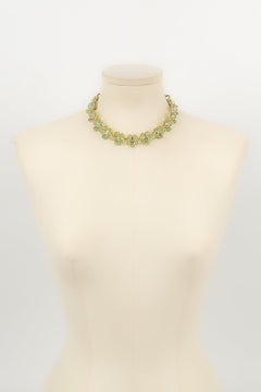 Augustine Necklace in Gold Plated Metal and Flowers