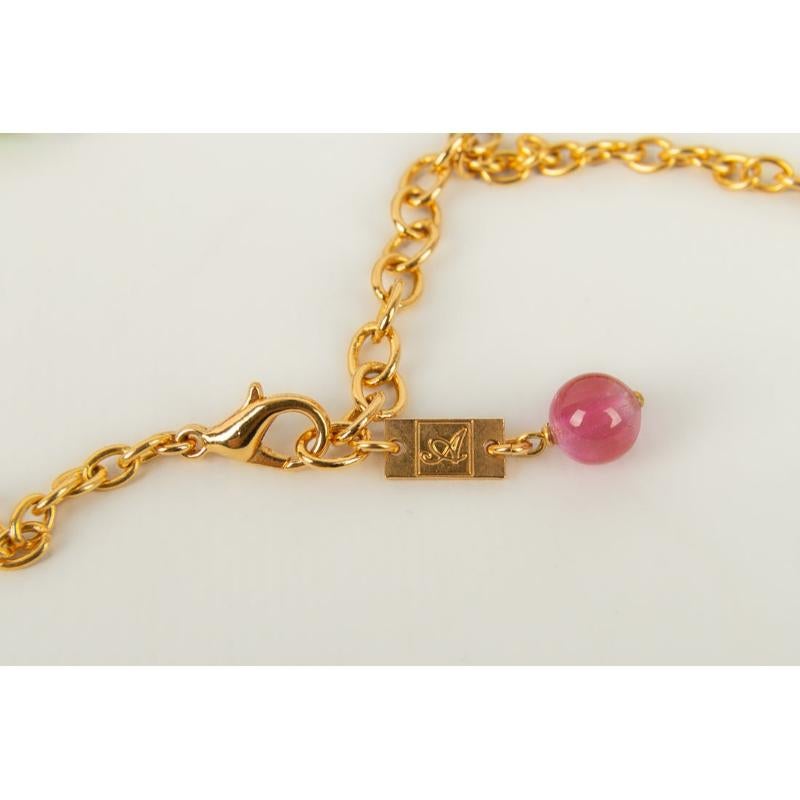 Augustine Necklace in Gold-Plated Metal and Glass Paste For Sale 2
