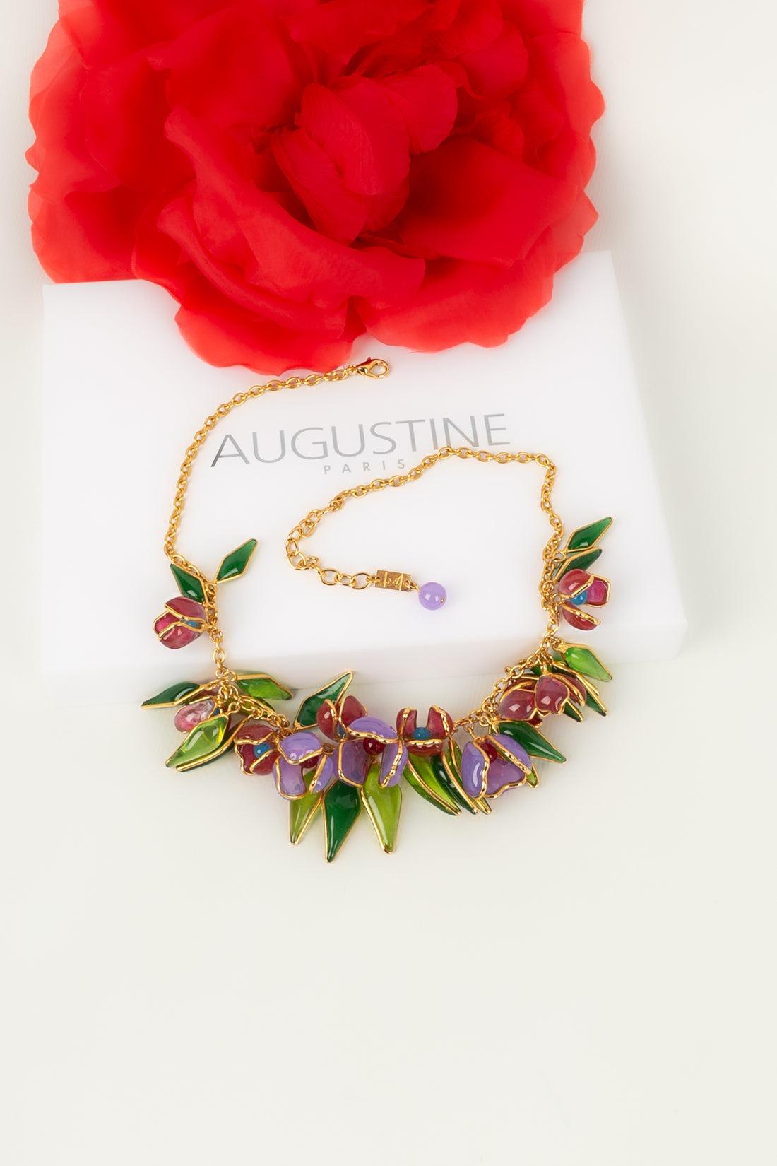 Augustine Necklace in Gold Plated Metal and Glass Paste For Sale 3