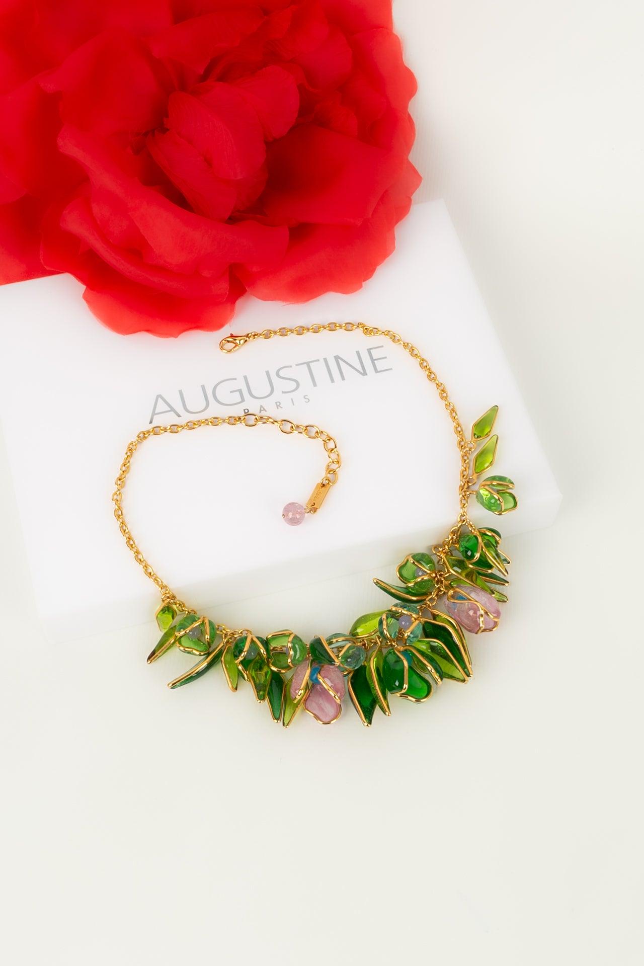 Augustine Necklace in Gold-plated Metal and Glass Paste For Sale 5