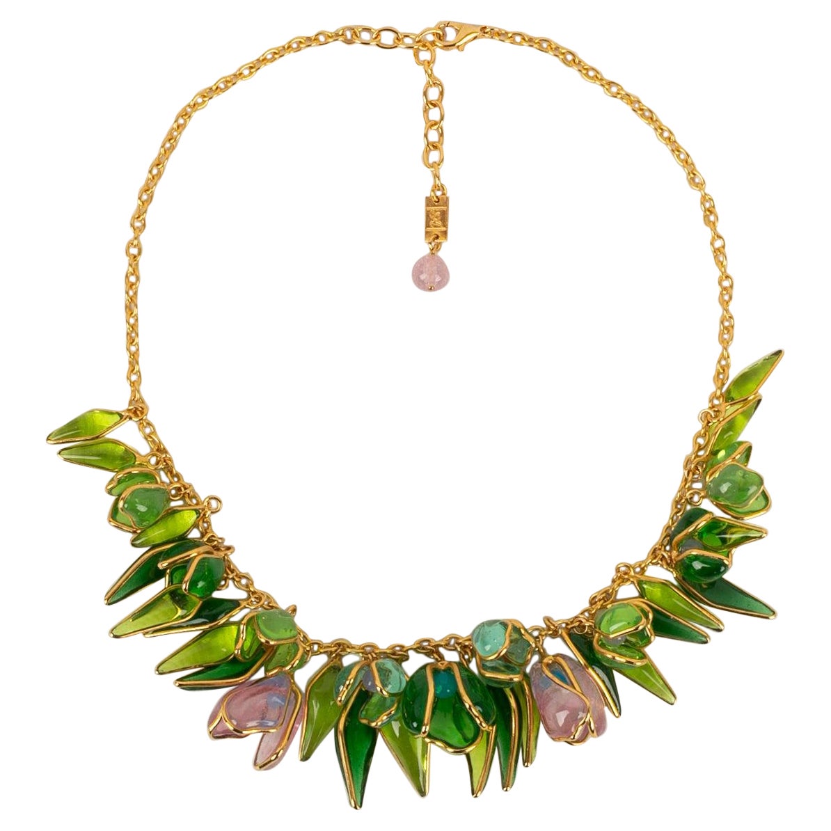 Collier Augustine en métal doré et pâte de verre