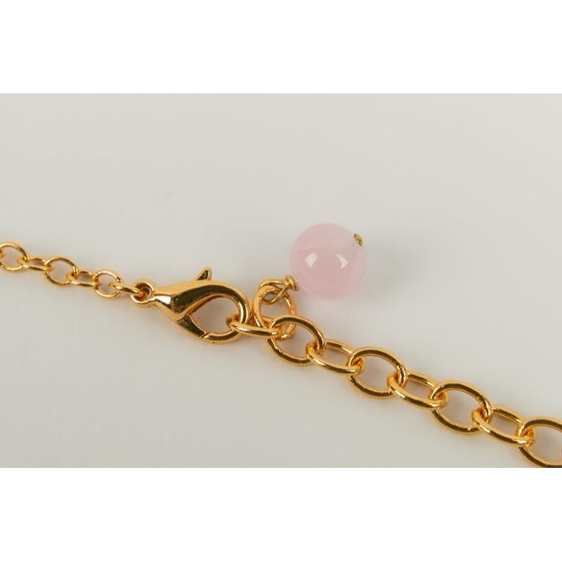 Collar Augustine de Metal Dorado y Rhinetones en venta 3