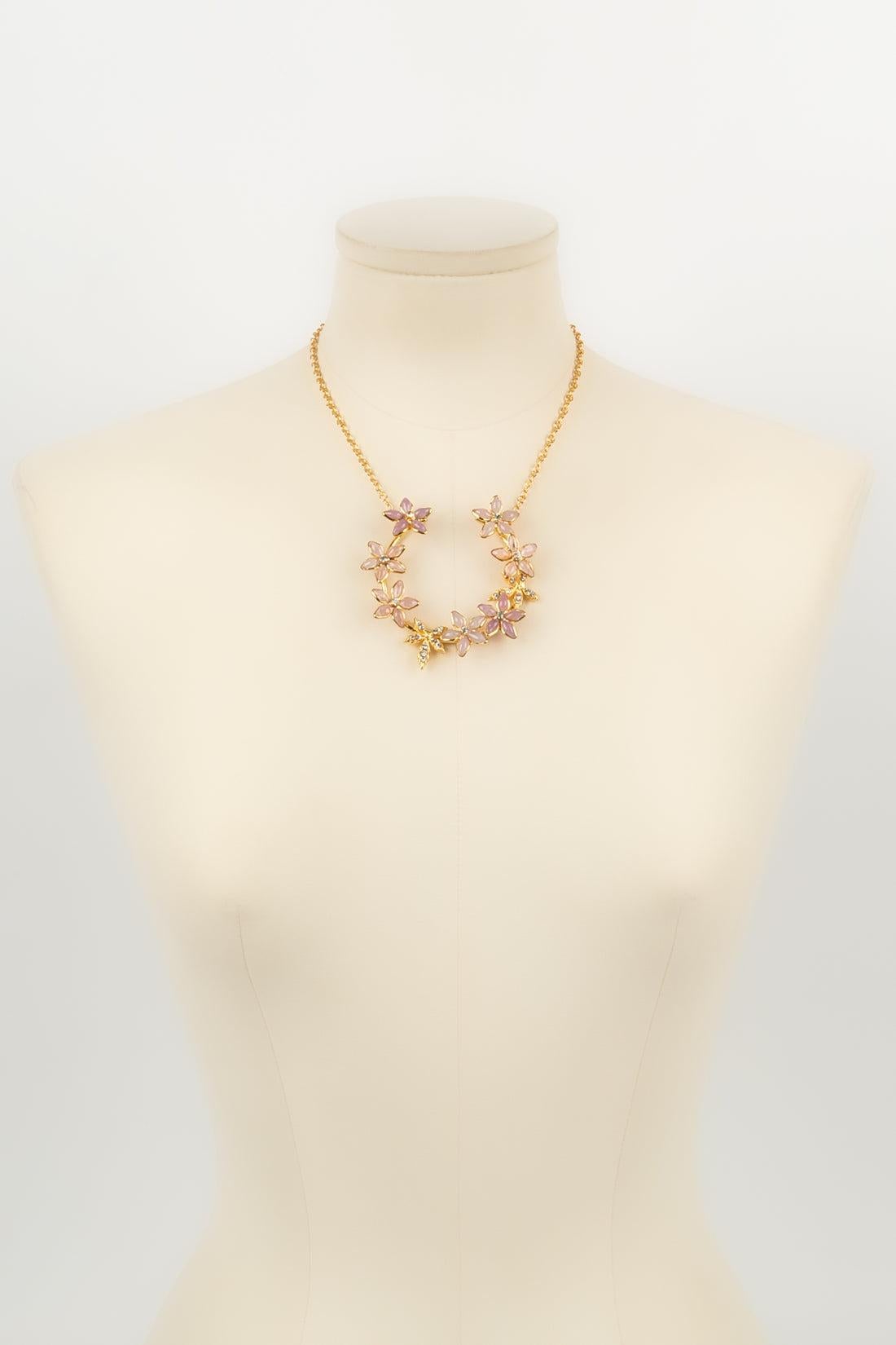 Augustine Necklace in Gold-Plated Metal and Rhinetones For Sale 4