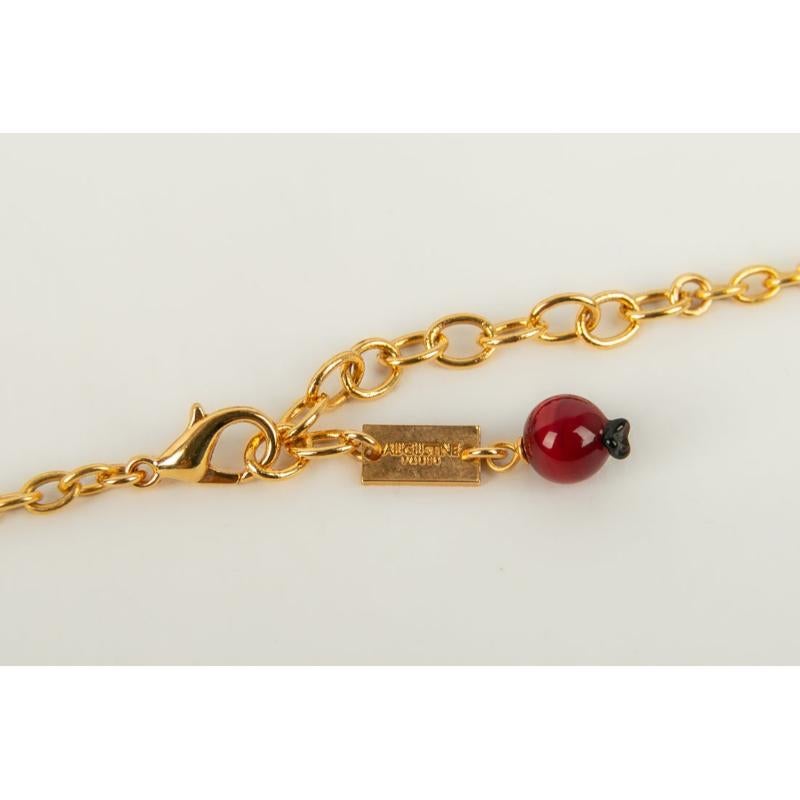 Women's Augustine Necklace in Gold-Plated Metal & Glass Paste For Sale