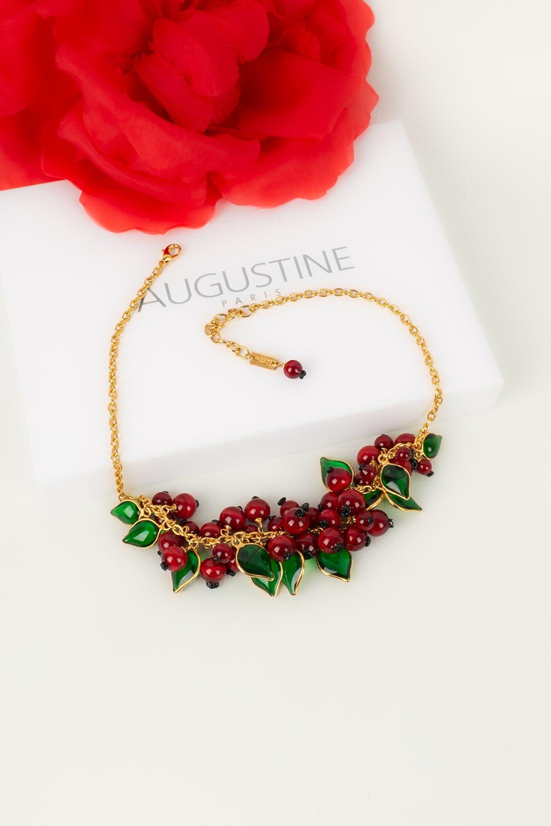 Augustine Necklace in Gold-Plated Metal & Glass Paste For Sale 2