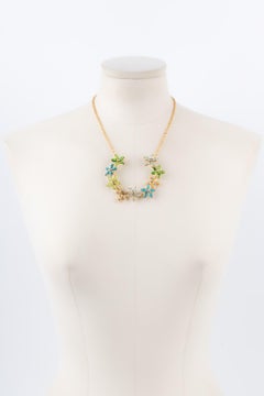 Augustine Necklace with Rhinestones and Glass Paste in Blue & Green Tones