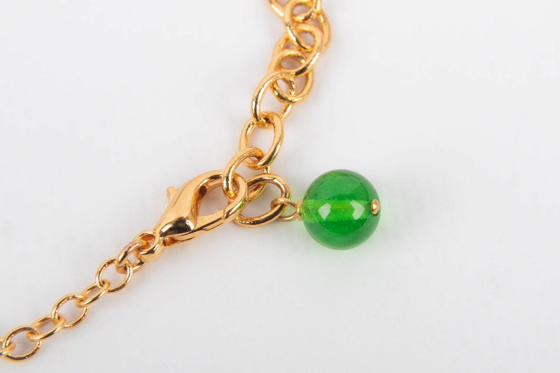 Augustine Necklace with Rhinestones and Glass Paste in Blue & Green Tones For Sale 2
