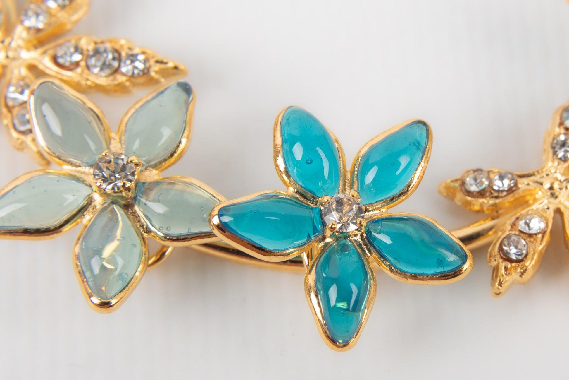Augustine Necklace with Rhinestones and Glass Paste in Blue Tones For Sale 1