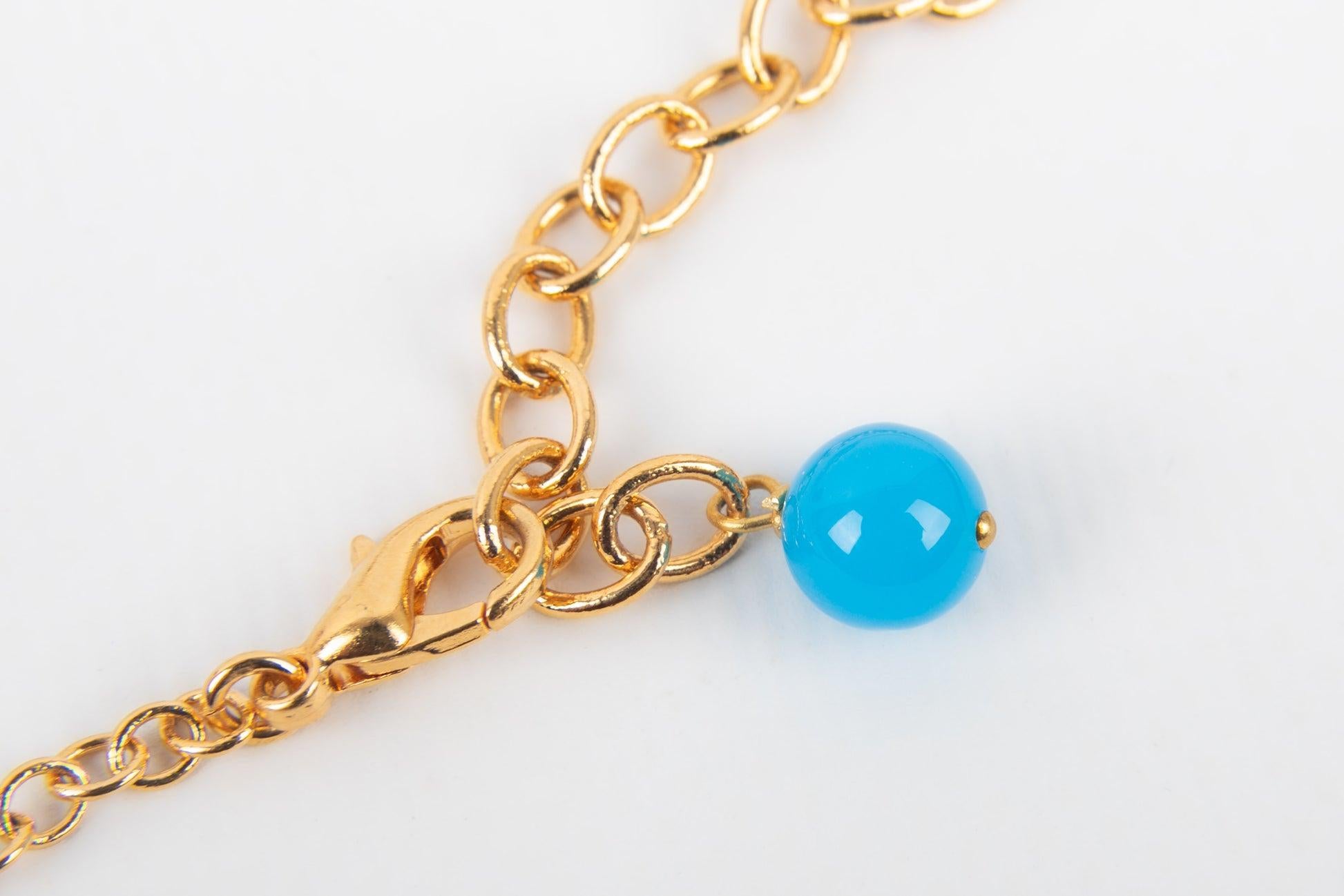 Augustine Necklace with Rhinestones and Glass Paste in Blue Tones For Sale 3