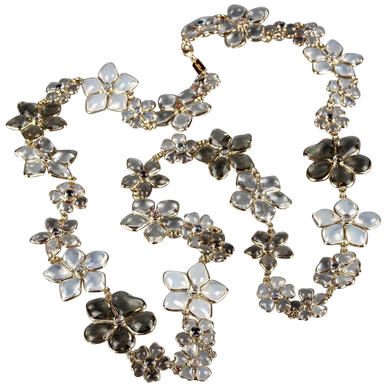AUGUSTINE PARIS by Thierry GRIPOIX Poured Glass Flower Long Necklace For Sale