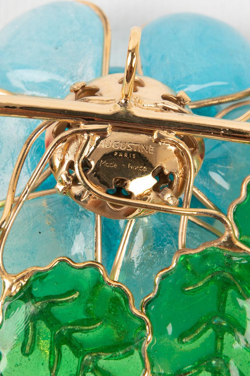 Augustine Pendant Brooch Golden Metal and Glass Paste For Sale 1