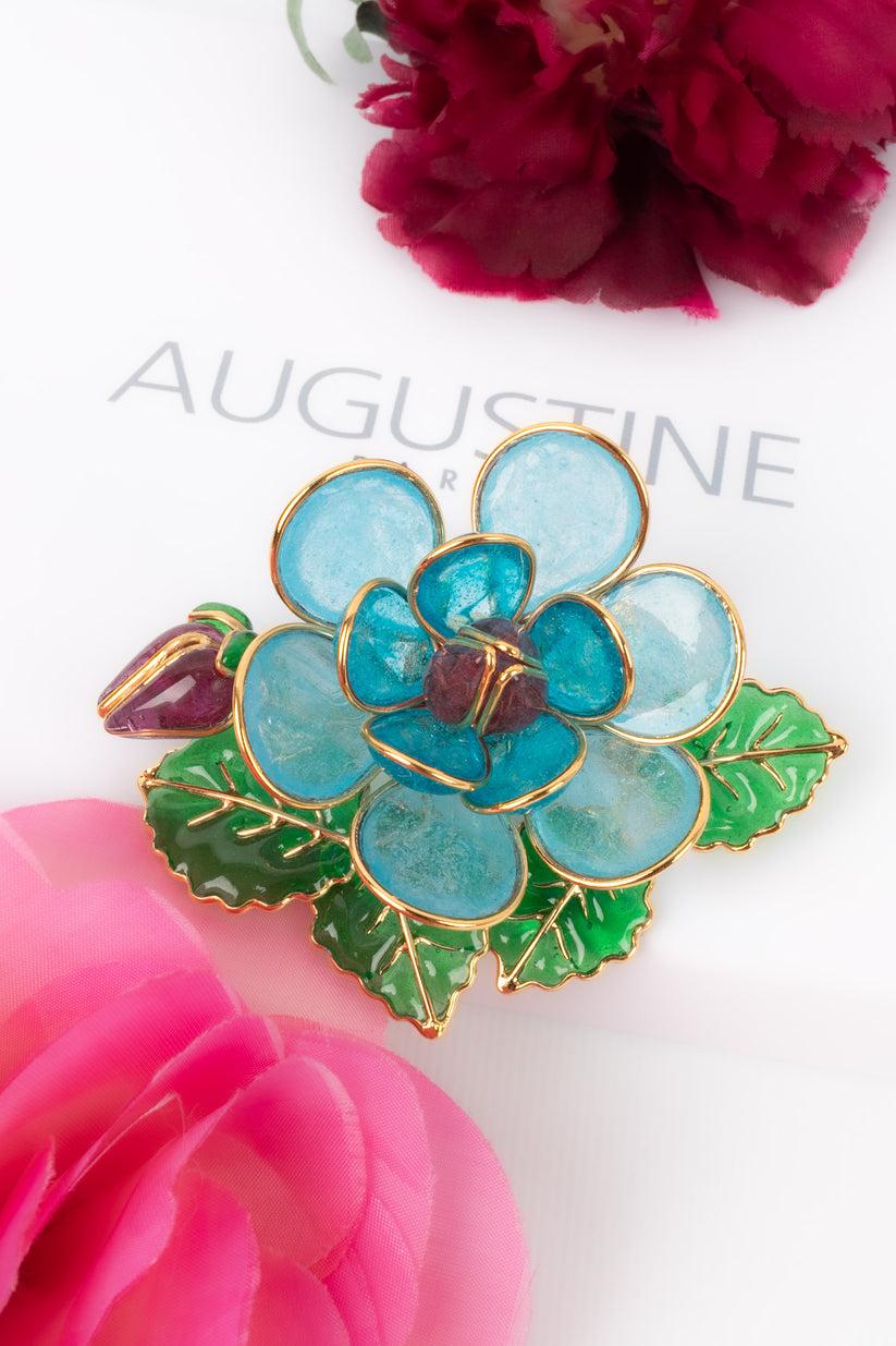 Augustine Pendant Brooch Golden Metal and Glass Paste For Sale 3