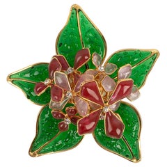 Augustine Pendant Brooch in Gold Plated Metal and Glass Paste
