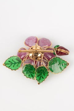 Augustine Pendant Brooch in Golden Metal and Glass