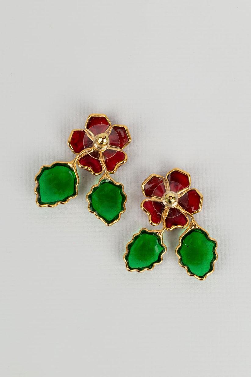 Augustine Pierced Earrings Made of Glass Paste and Strass In Excellent Condition For Sale In SAINT-OUEN-SUR-SEINE, FR