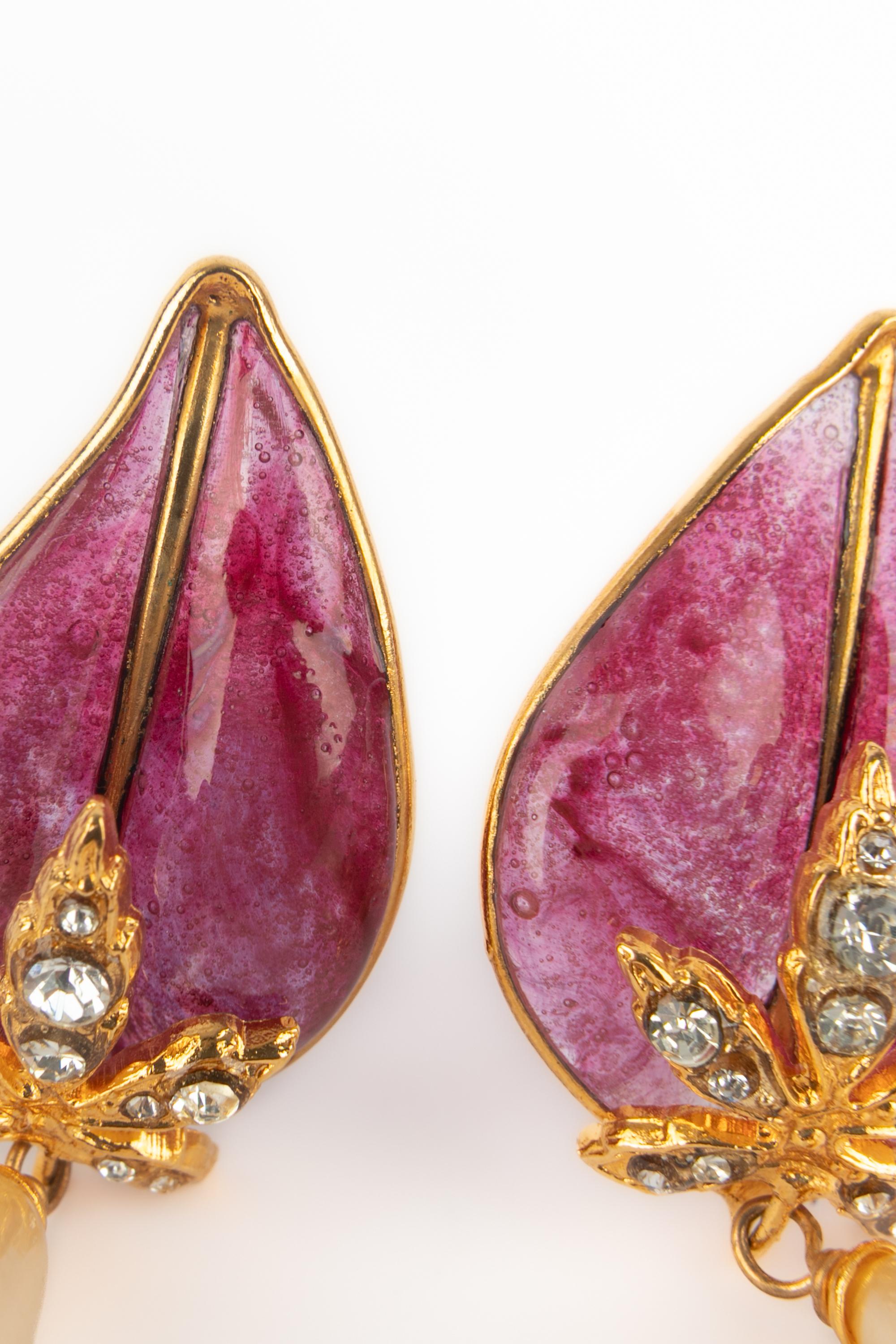 Boucles d'oreilles rose Augustine en vente 3