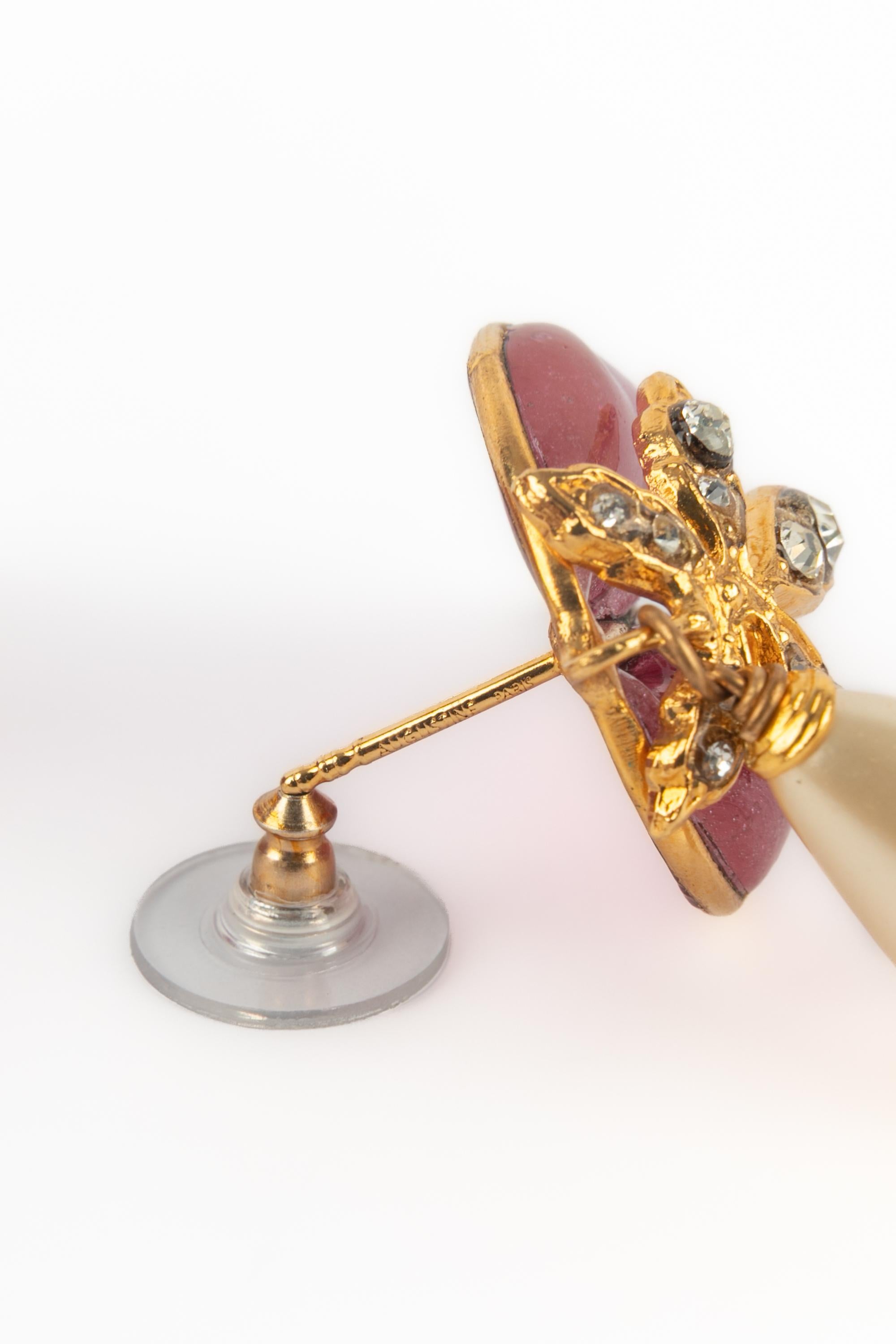 Boucles d'oreilles rose Augustine en vente 5