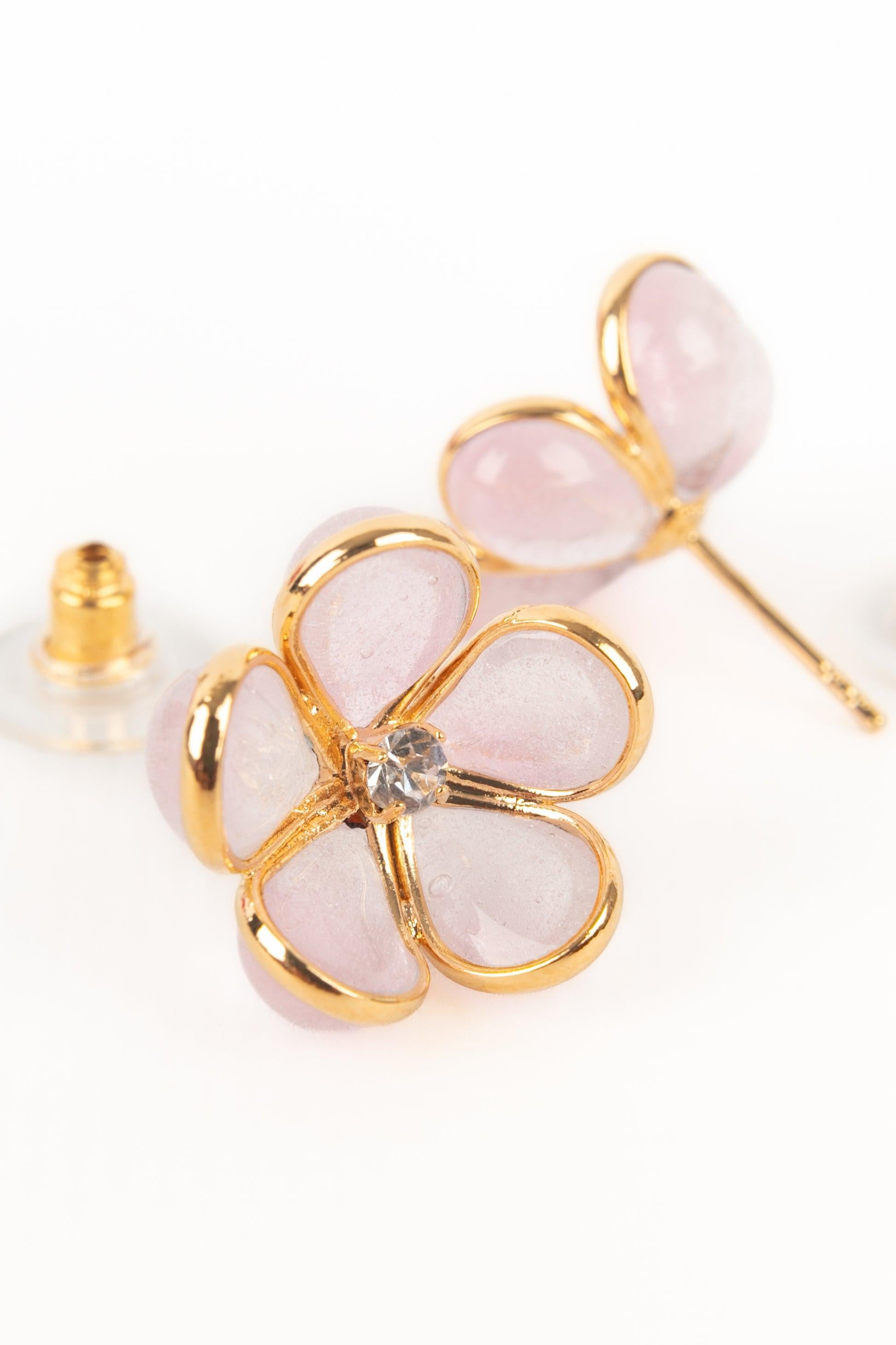 Women's Augustine Pink Golden Metal Earrings For Sale