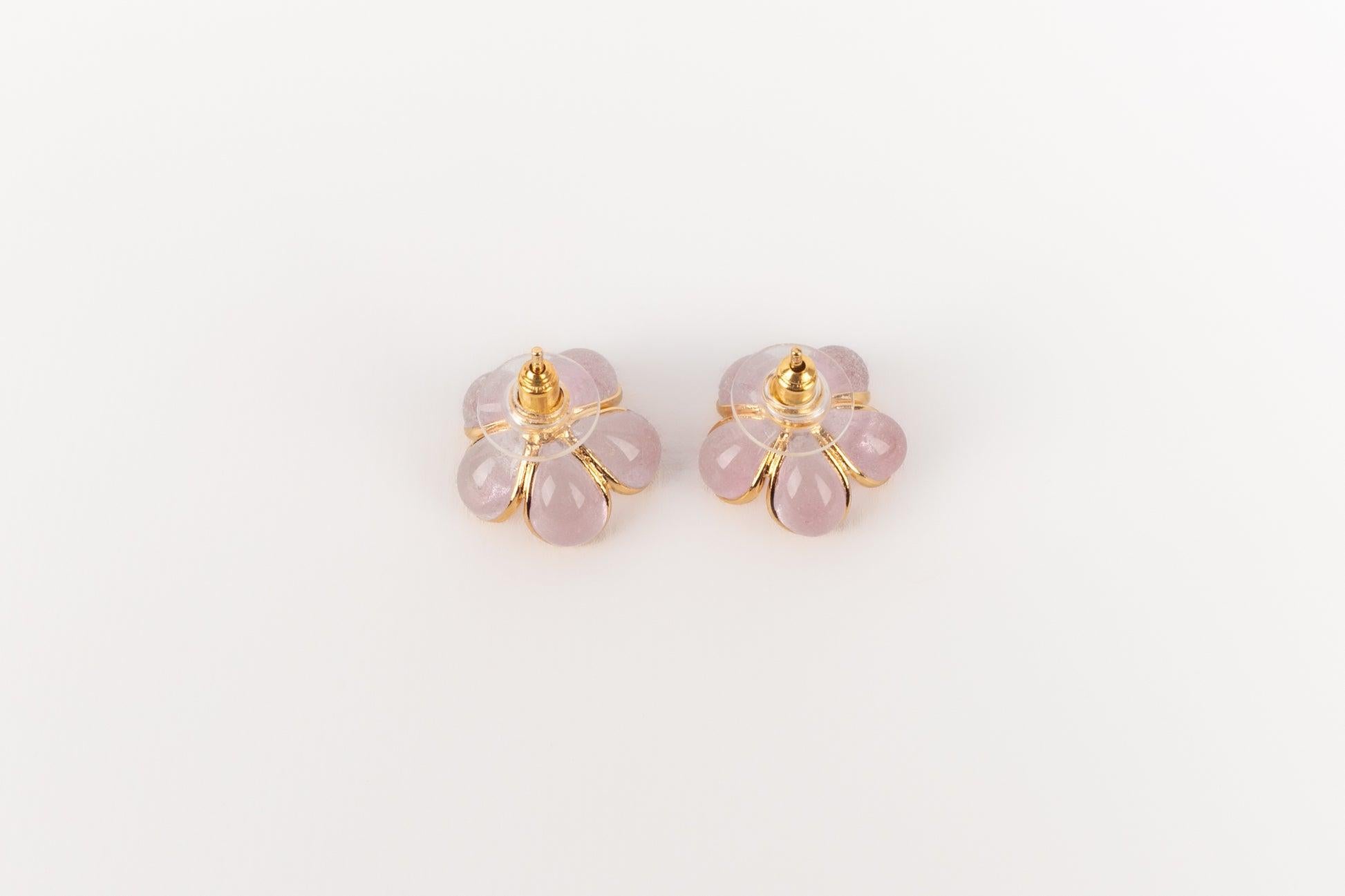 Augustine Pink Golden Metal Earrings For Sale 1