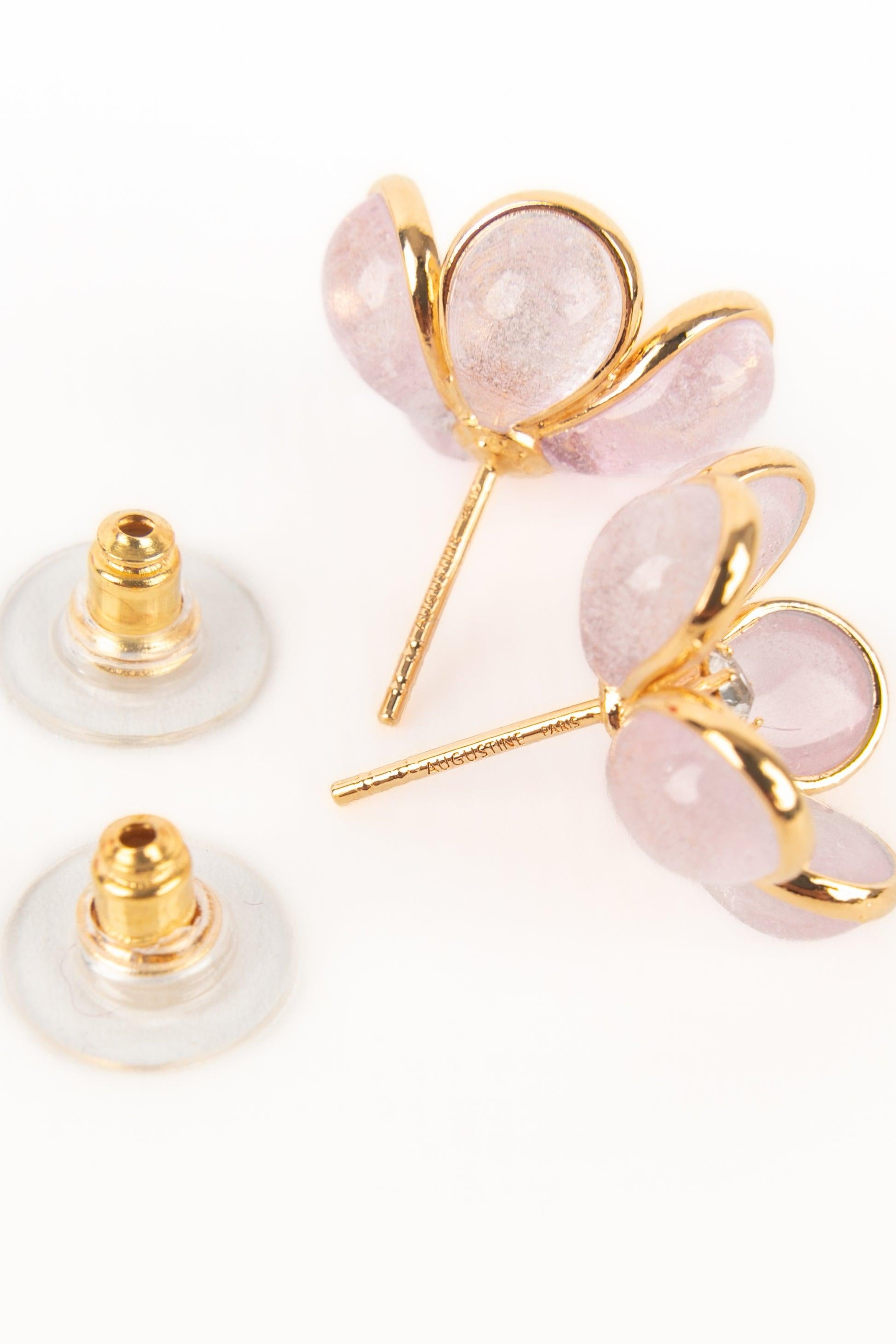 Augustine Pink Golden Metal Earrings For Sale 2