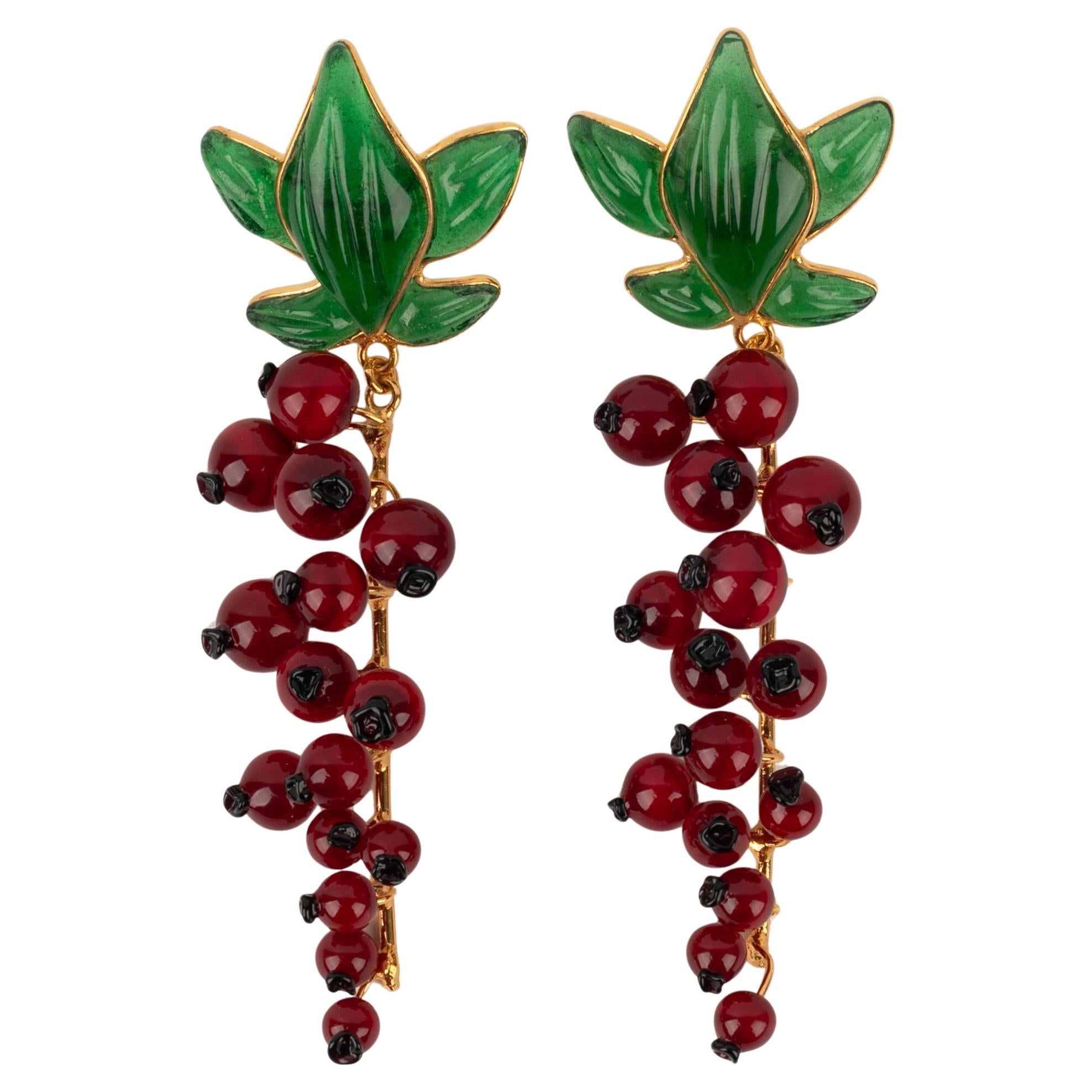 Augustine 'Redcurrants' Golden Metal Earrings For Sale