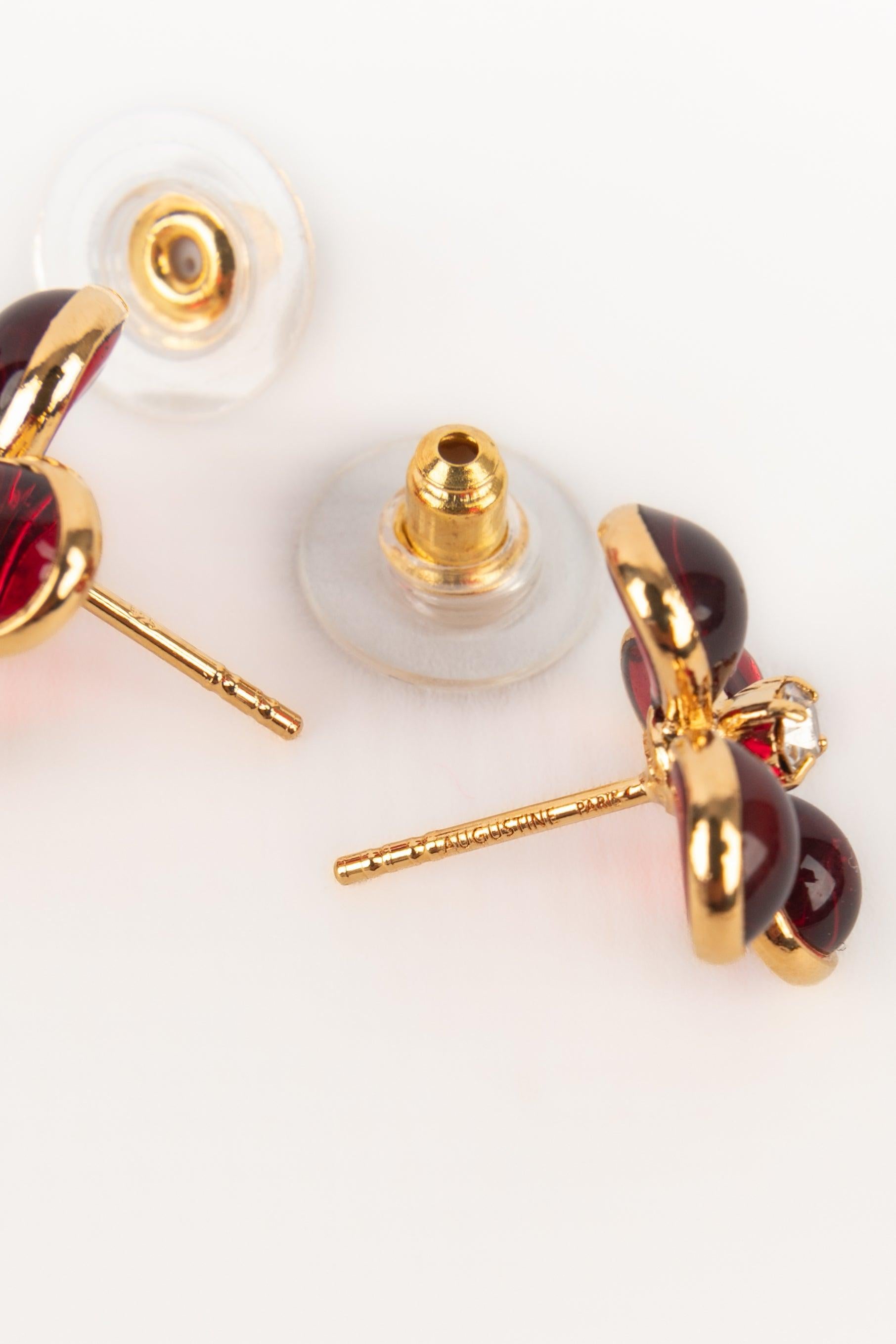 Augustine RedGolden Metal Earrings 1