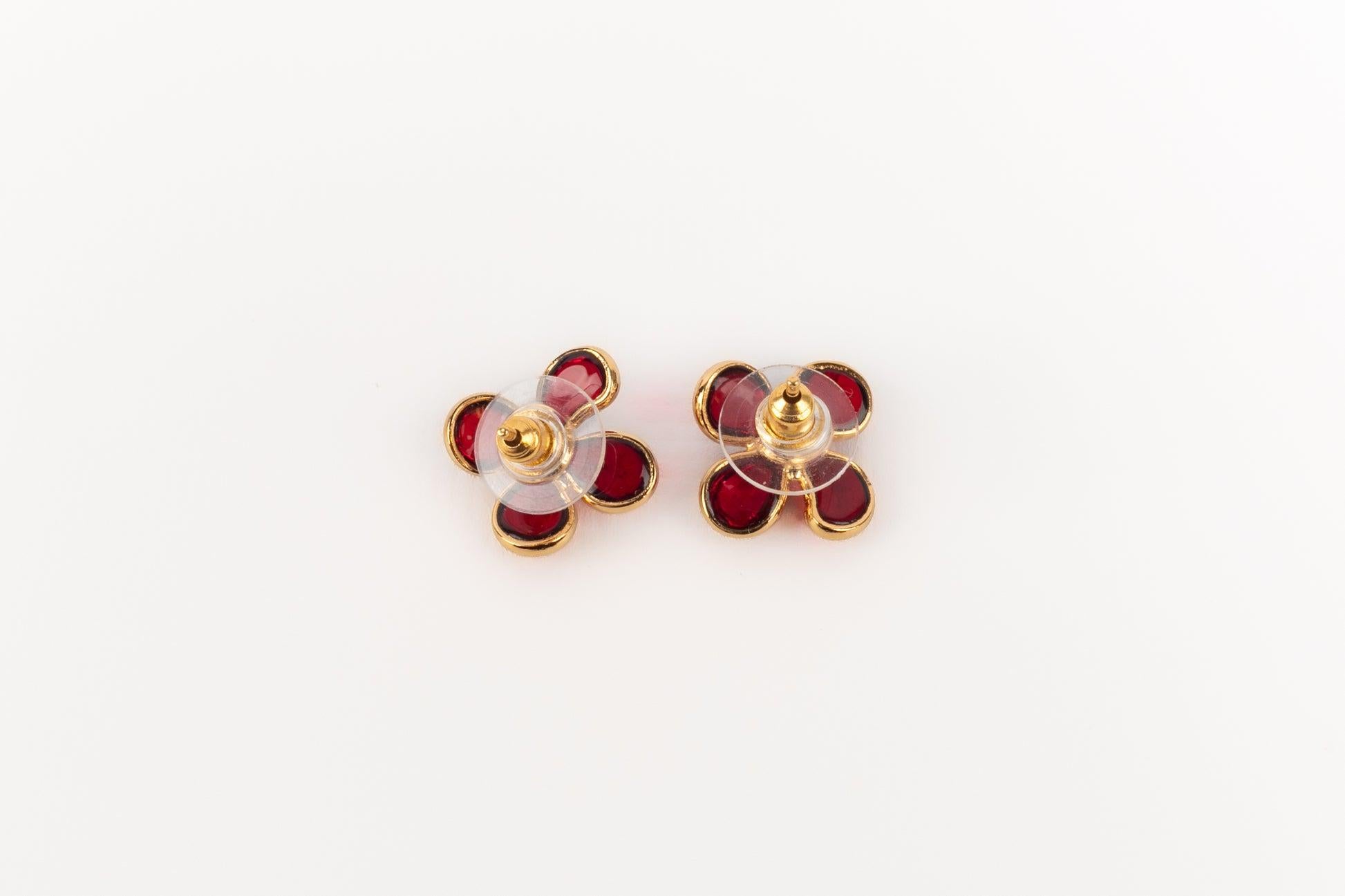 Augustine RedGolden Metal Earrings 2
