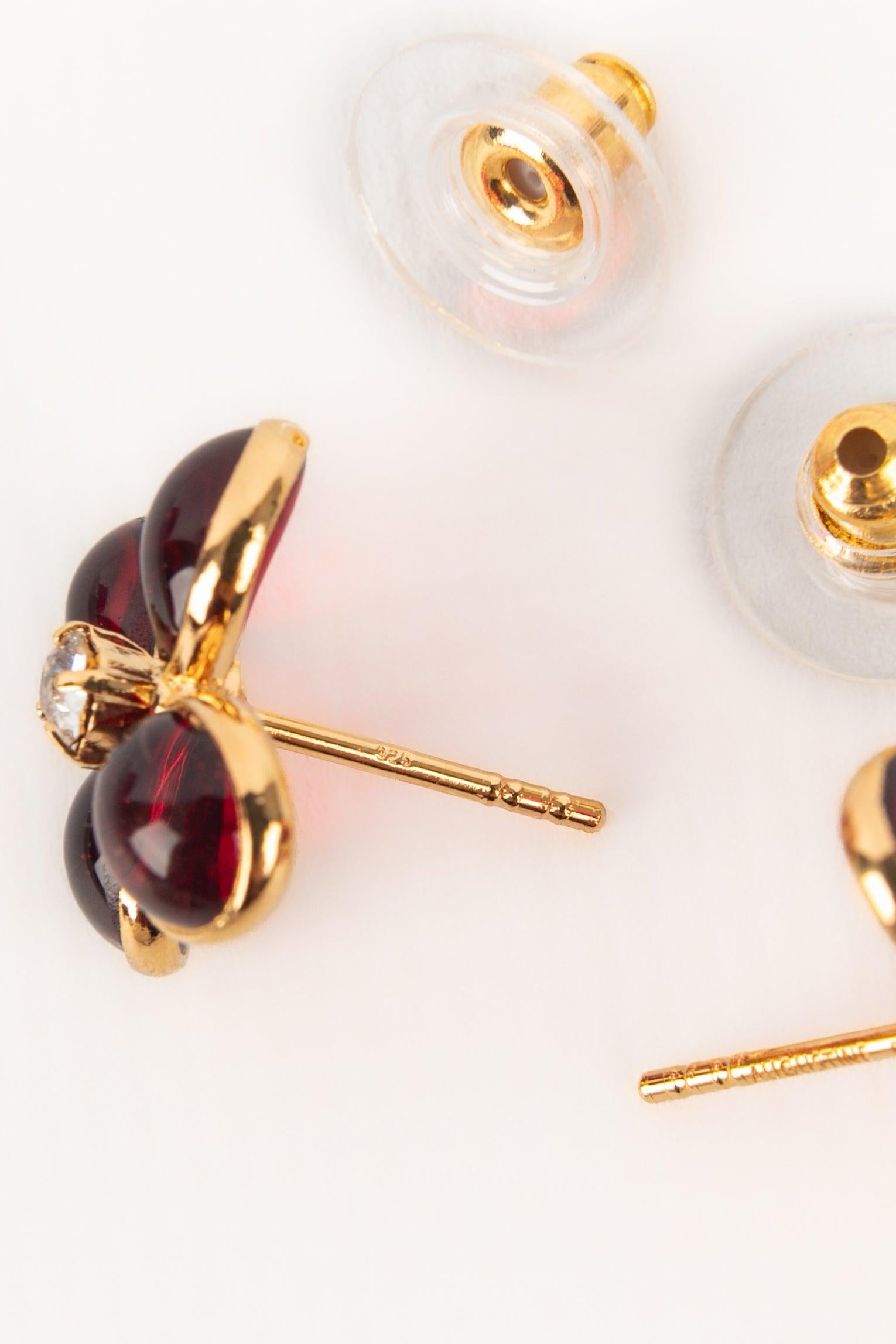 Augustine RedGolden Metal Earrings 3