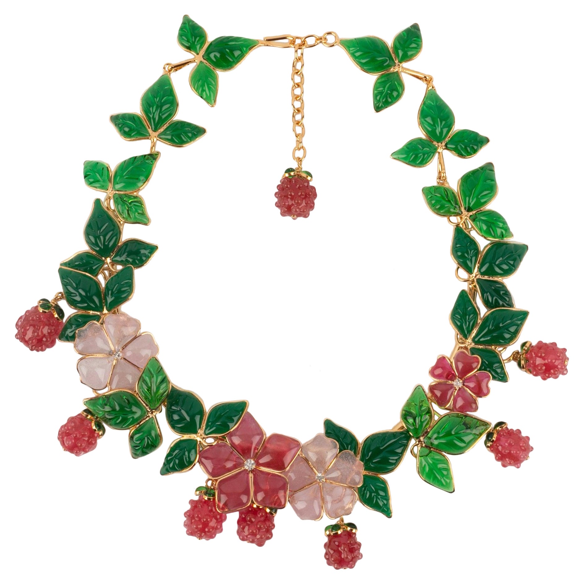 Augustine Short Golden Metal Raspberry Necklace