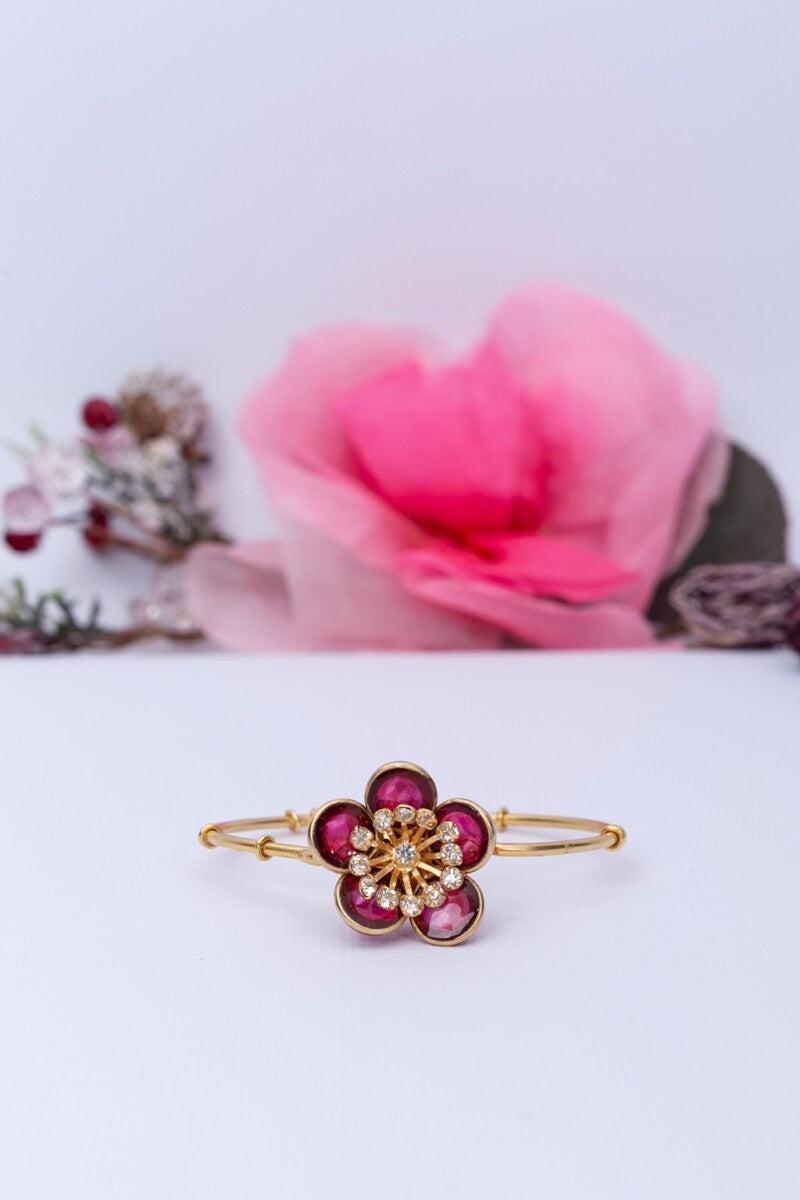 Augustine Thin Bracelet with Flower For Sale 5