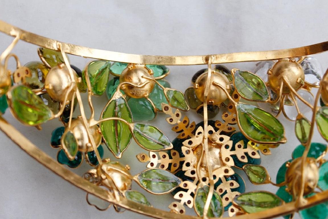 Women's Augustine Tiara in Gilded Metal and Glass Paste For Sale