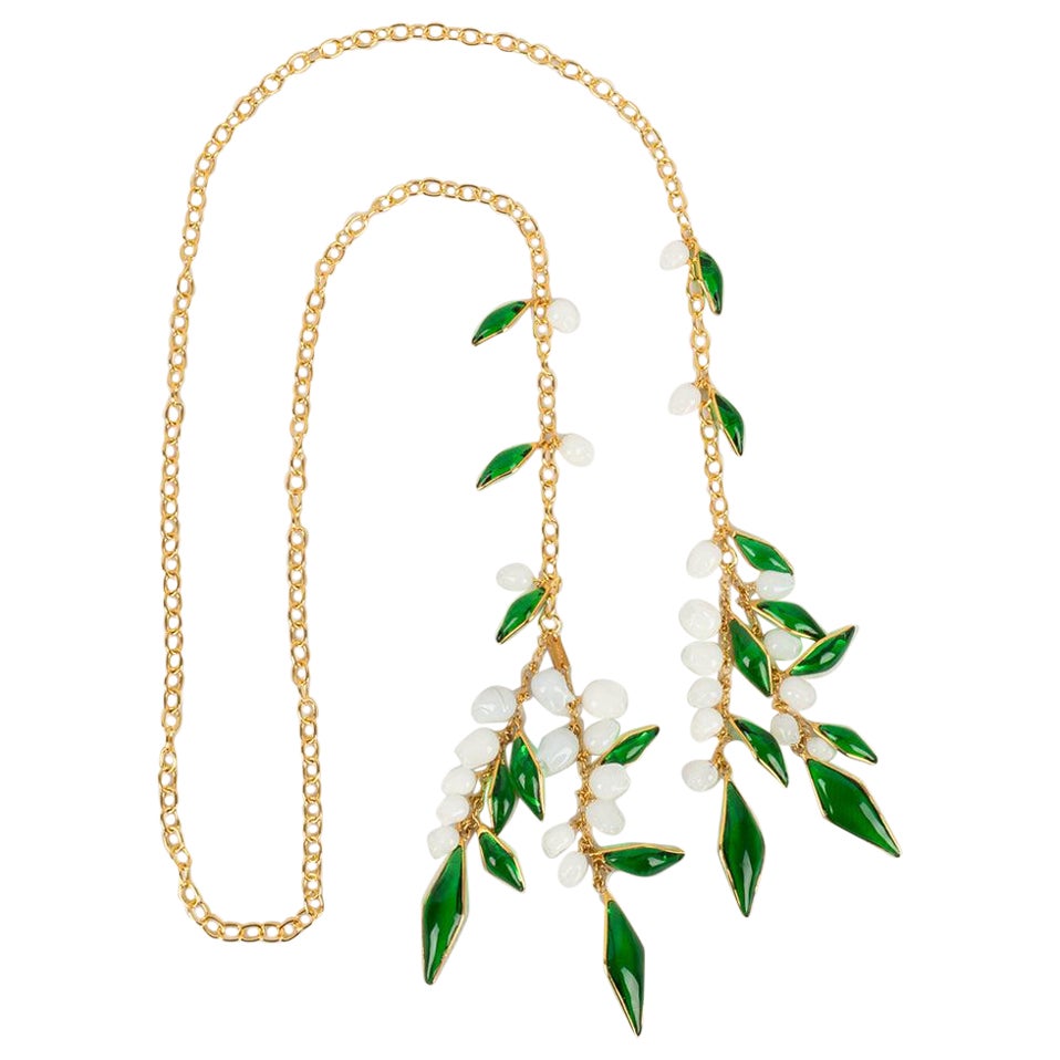 Augustine Tie Necklace in Gold Plated Metal For Sale