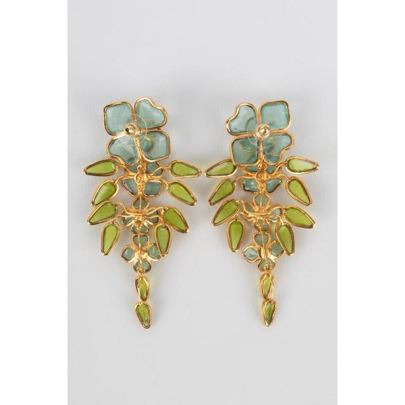 Augustine with Light Blue Glass Paste Earrings In Excellent Condition For Sale In SAINT-OUEN-SUR-SEINE, FR