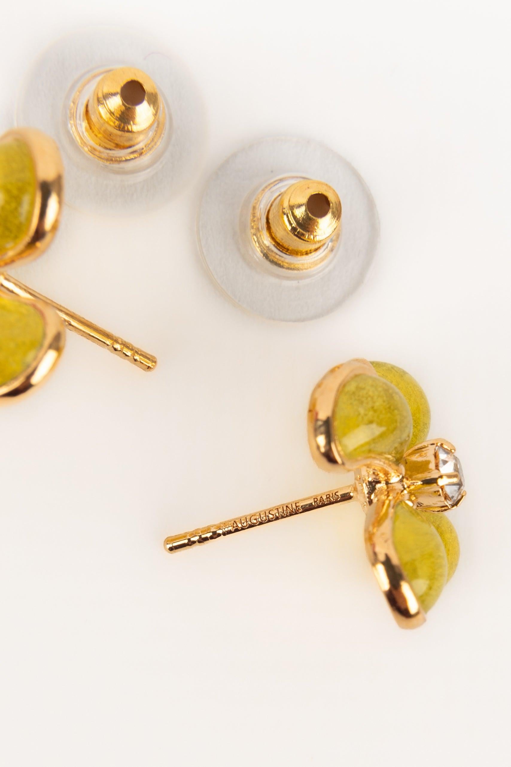 Augustine Yellow Golden Metal Earrings In Excellent Condition For Sale In SAINT-OUEN-SUR-SEINE, FR