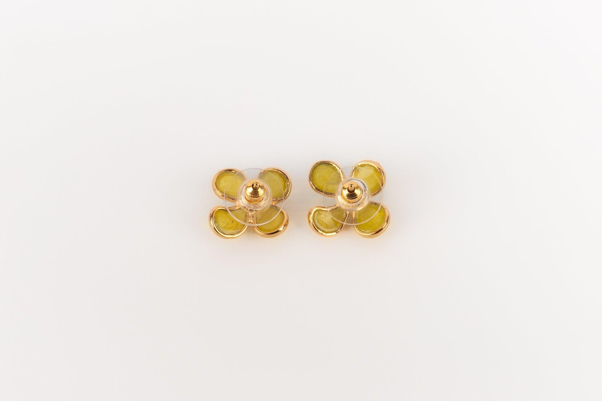 Augustine Yellow Golden Metal Earrings For Sale 1