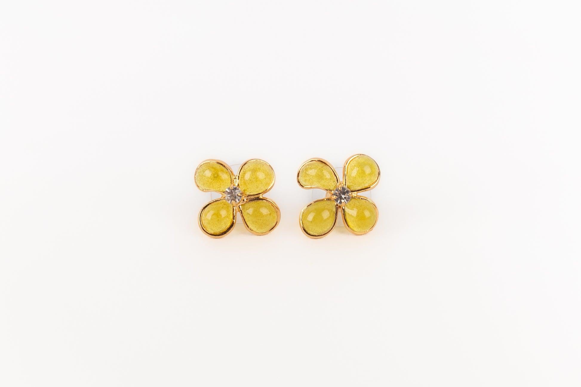 Augustine Yellow Golden Metal Earrings For Sale