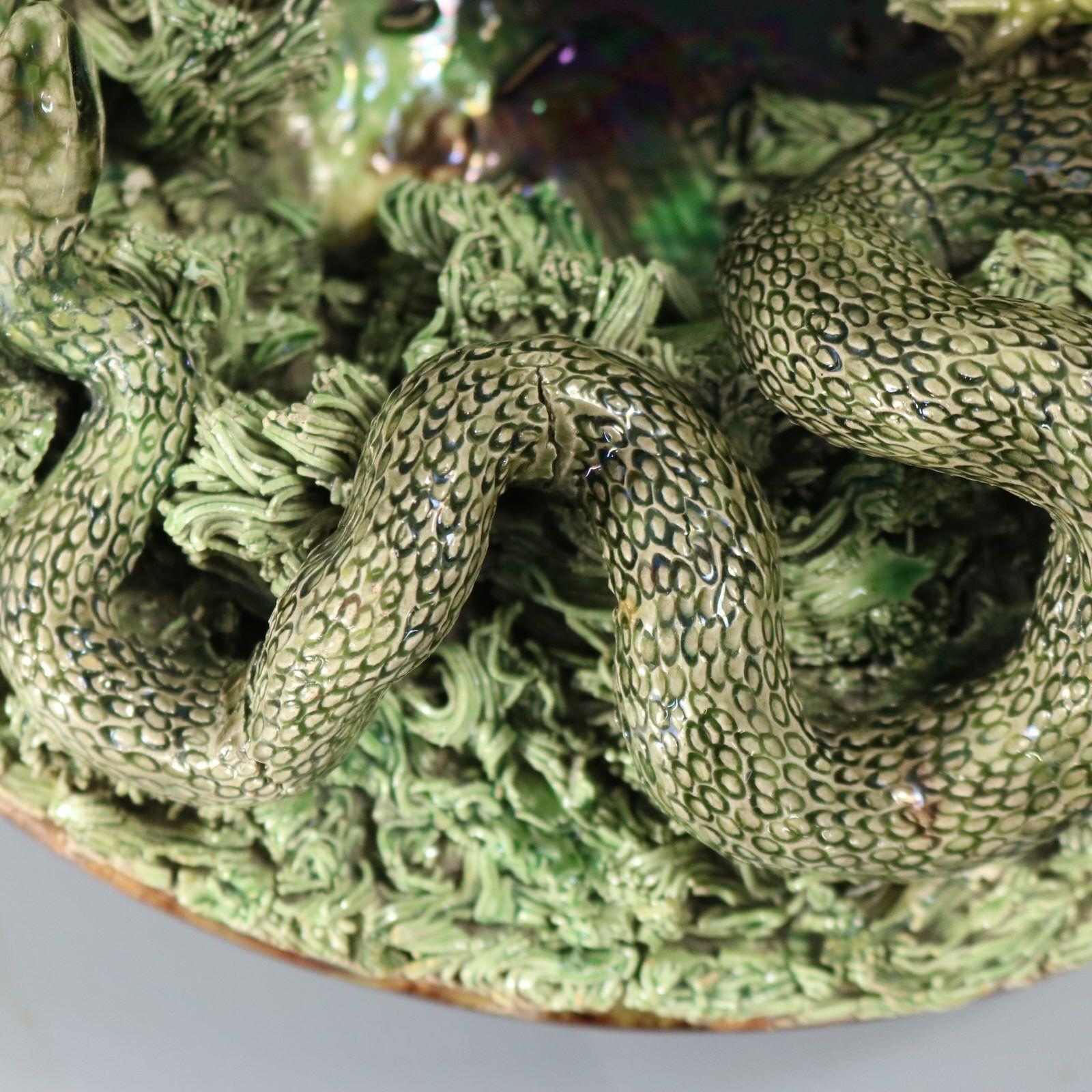 Augusto Baptista de Carvalho Palissy Majolika Froschteller im Angebot 6