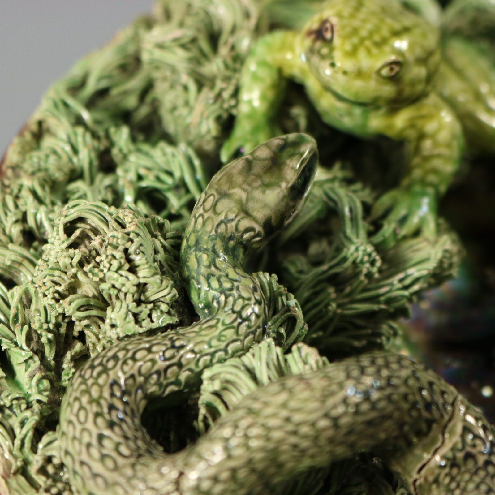 Augusto Baptista de Carvalho Palissy Majolika Froschteller im Angebot 5