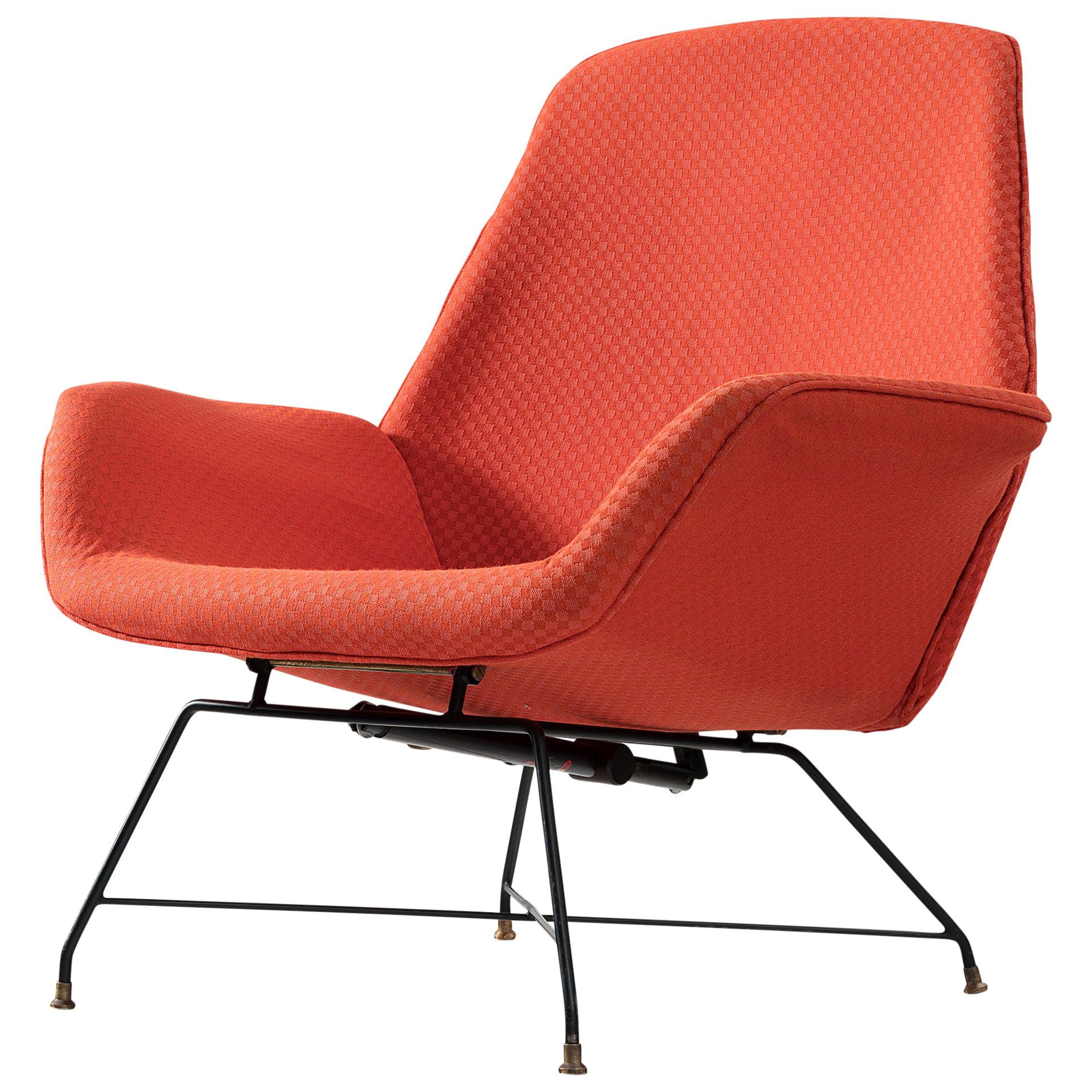 Augusto Bozzi Adjustable Lounge Chair in Red Upholstery