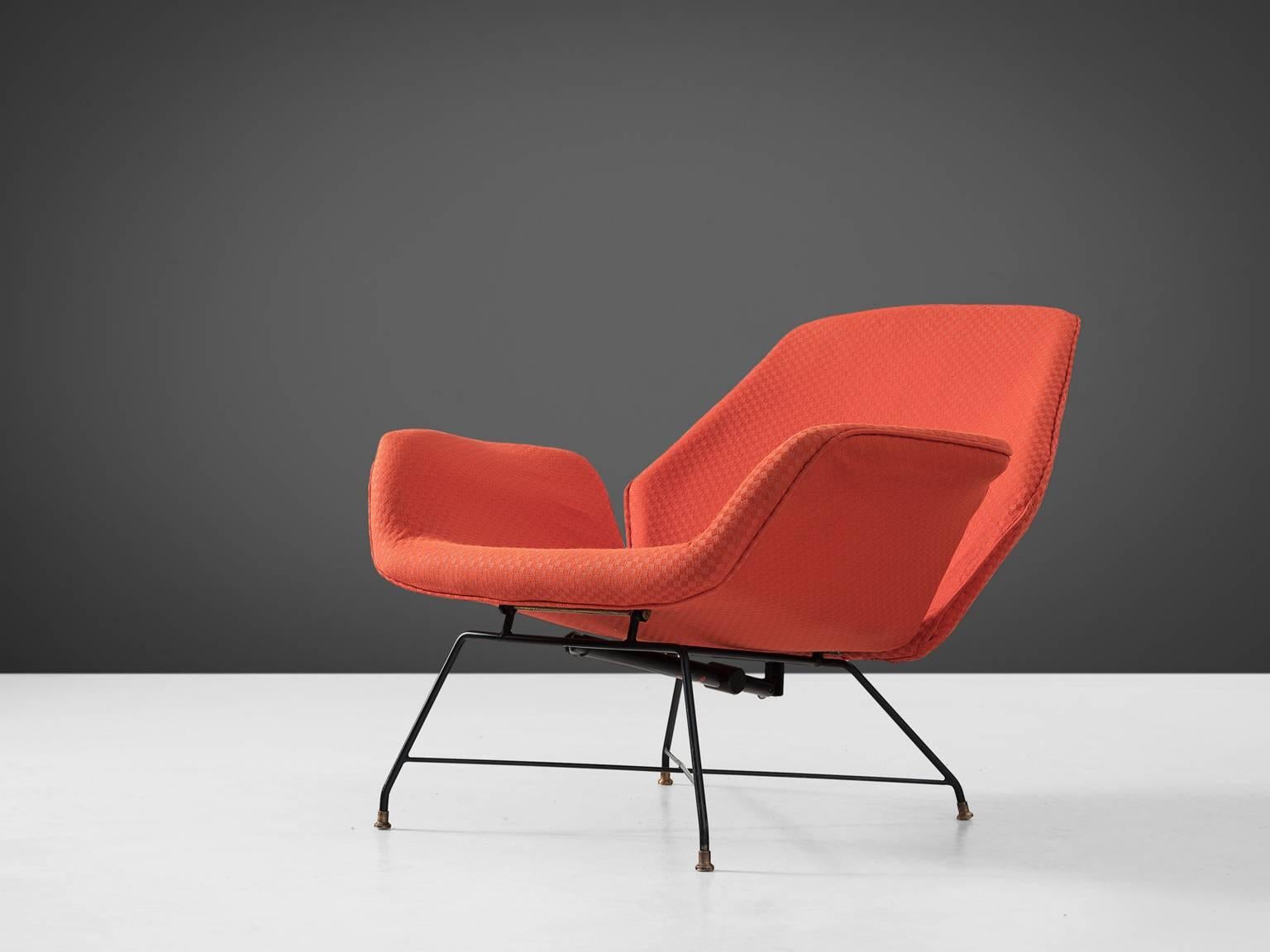 Mid-Century Modern Augusto Bozzi Adjustable Orange Lounge Chair for Saporiti