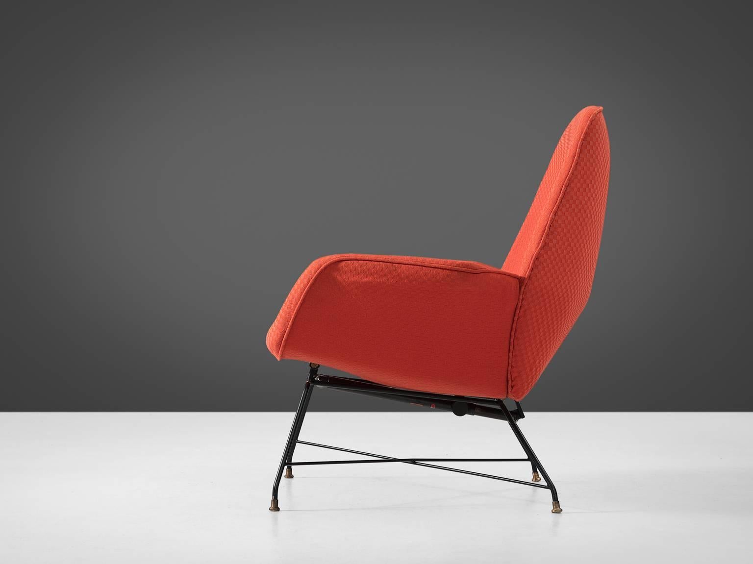 Mid-Century Modern Augusto Bozzi Adjustable Orange Lounge Chair for Saporiti