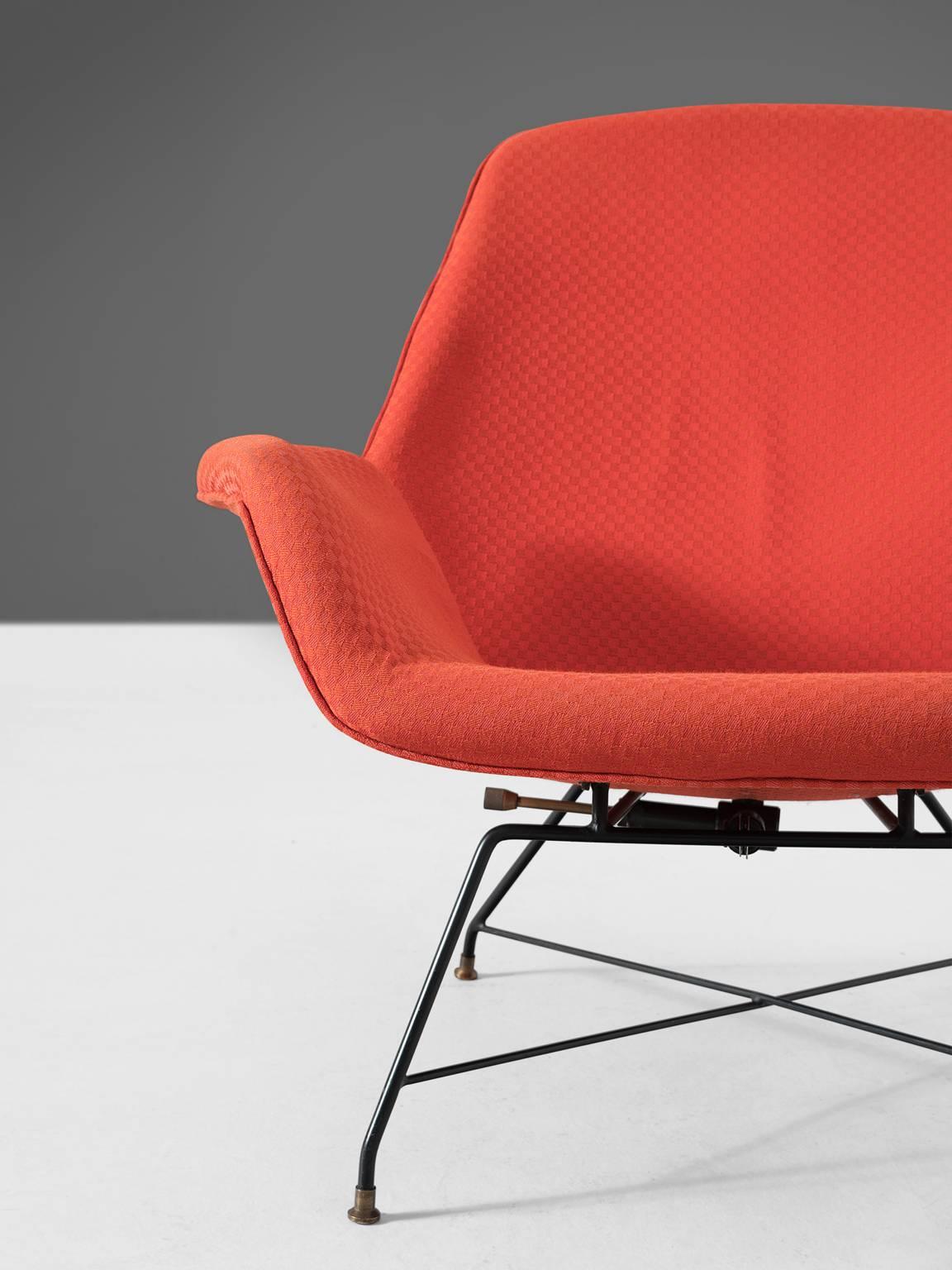 Italian Augusto Bozzi Adjustable Orange Lounge Chair for Saporiti