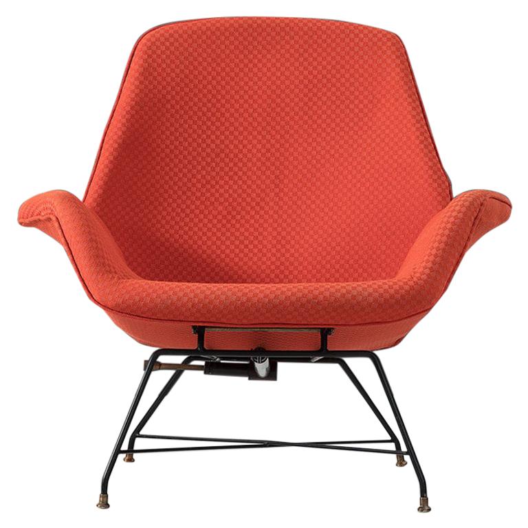 Augusto Bozzi Adjustable Orange Lounge Chair for Saporiti