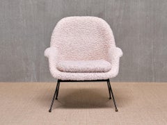Fauteuil attribué à Augusto Bozzi en bouclé blanc nu, Whiting, Italie, années 1950