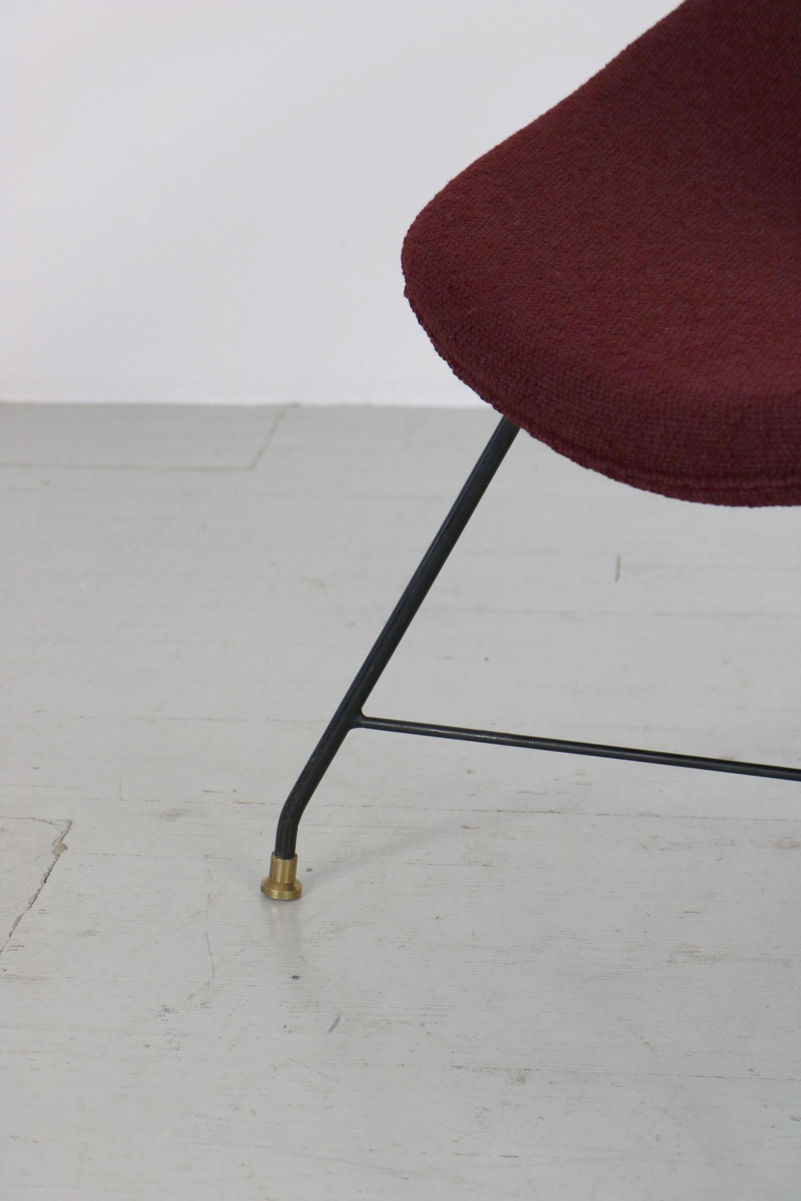 Augusto Bozzi Chair with Dark Red Fabric, Italy 1950, Saporiti 4