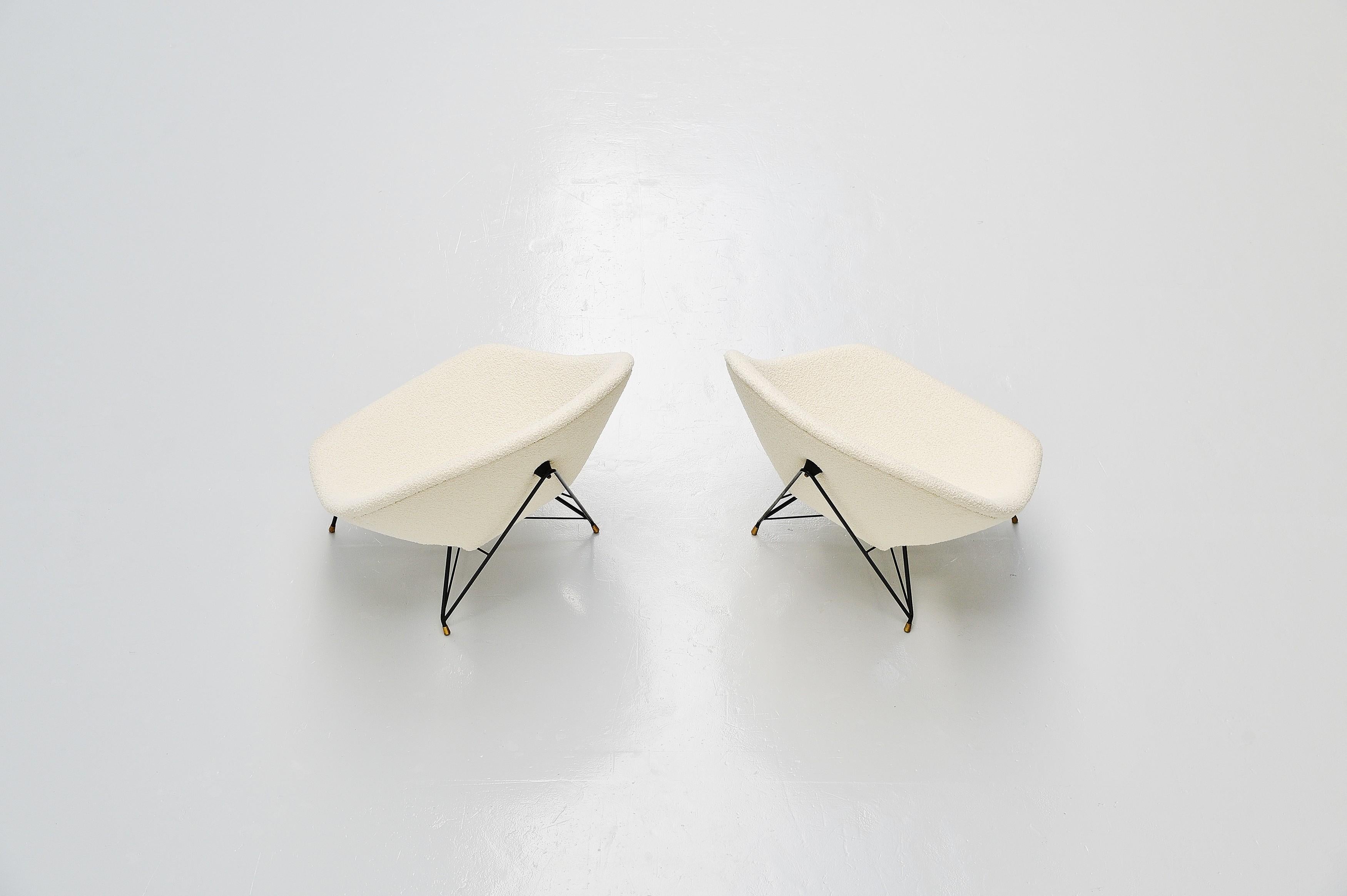 Mid-Century Modern Augusto Bozzi Cosmos Lounge Chairs Saporiti, Italy, 1954