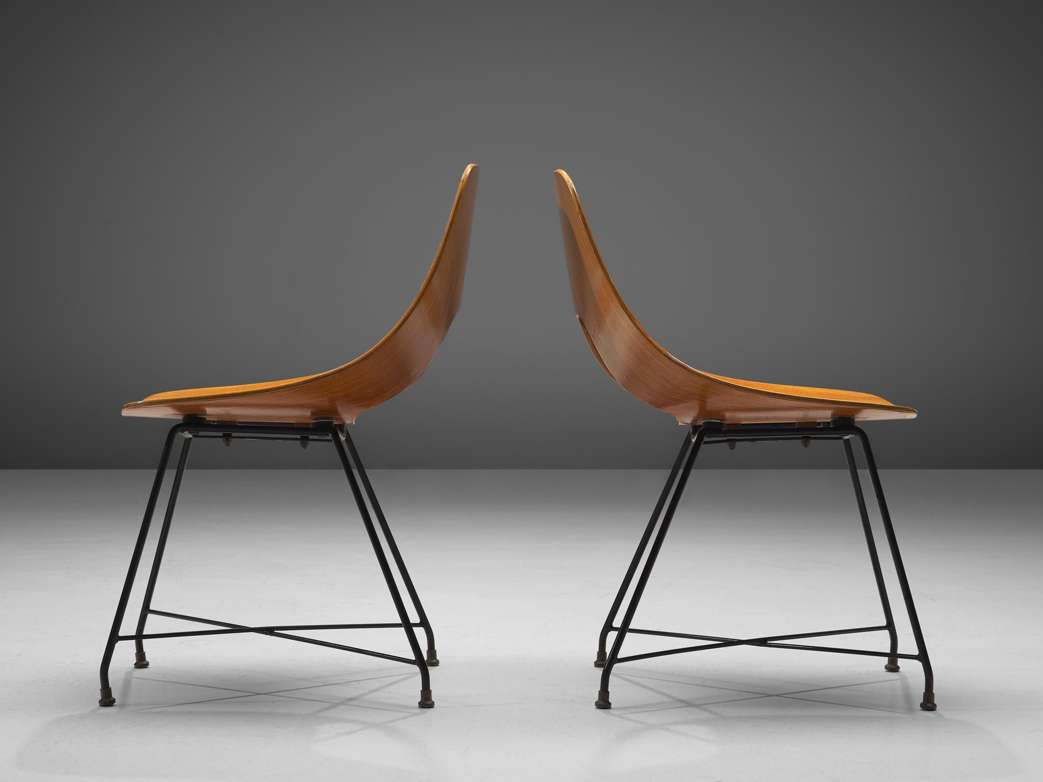 Italian Augusto Bozzi for Saporiti 'Ariston' Dining Chairs in Teak  For Sale