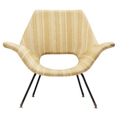 Augusto Bozzi for Saporiti Lounge Chair in Yellow Upholstery and Metal